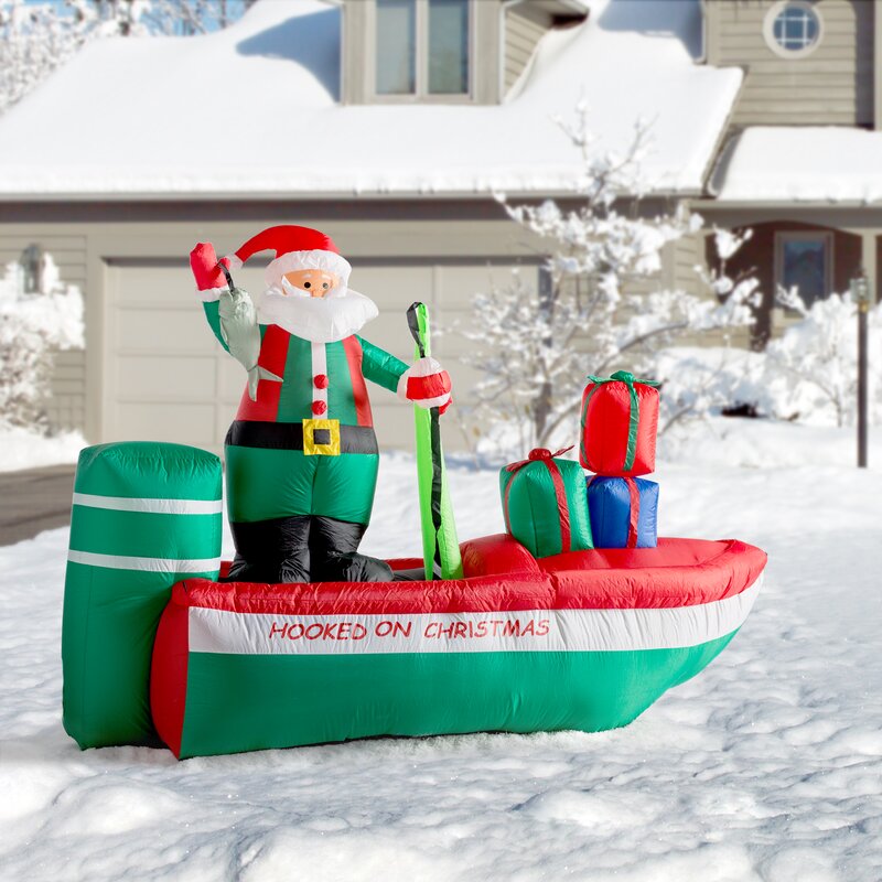 The Holiday Aisle Christmas Inflatable Santa Claus Fishing